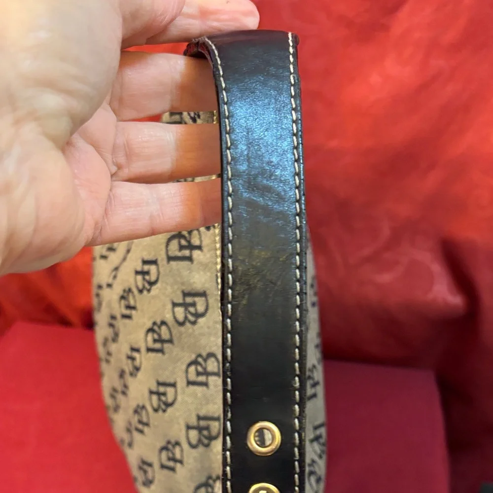 Dooney & Bourke Tan and Black Logo Hobo Bag
